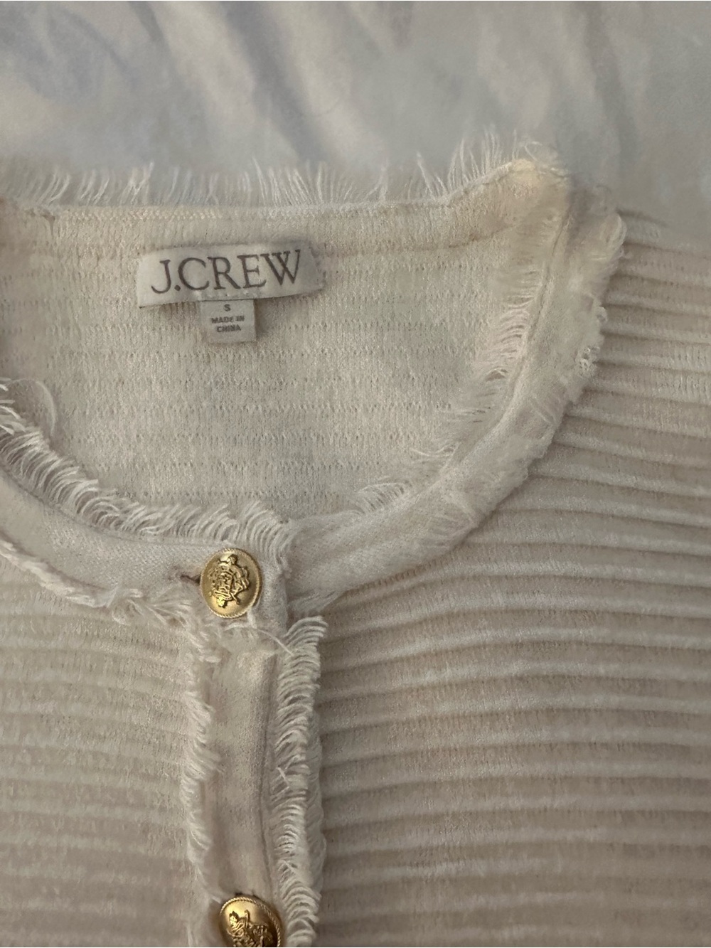 J. Crew Cream Ribbed Button-Front Cardigan - Picture 4 of 5